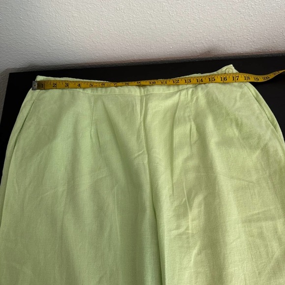 Rachel Rose Green Linen Eyelet Embroidered Wide Leg Pants - Picture 3 of 12